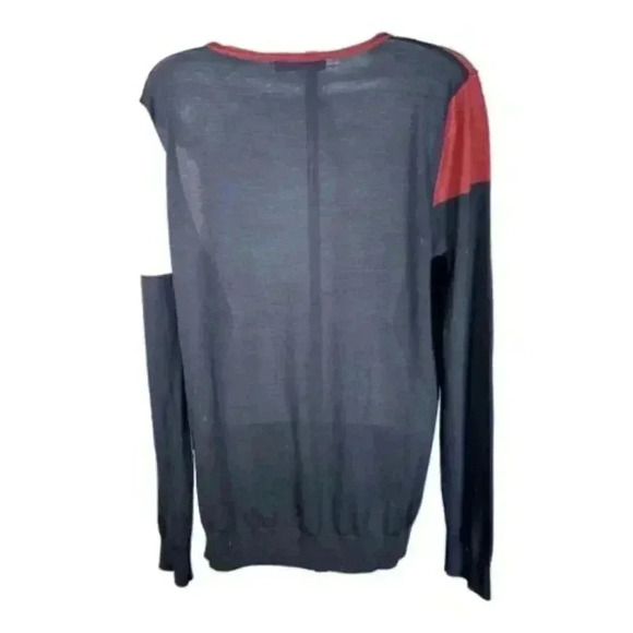 Sandro Paris Merino Wool Sweater Blue Women's Large Long Sleeve Round Neck 3 - Picture 4 of 5